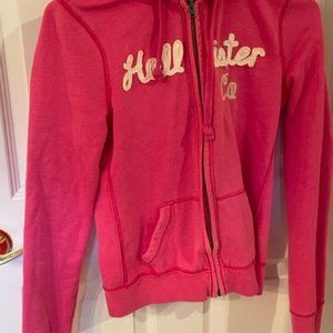 Zip Up Dark Pink Hollister Hooded Sweatshirt, Size Large, Excellent Condition